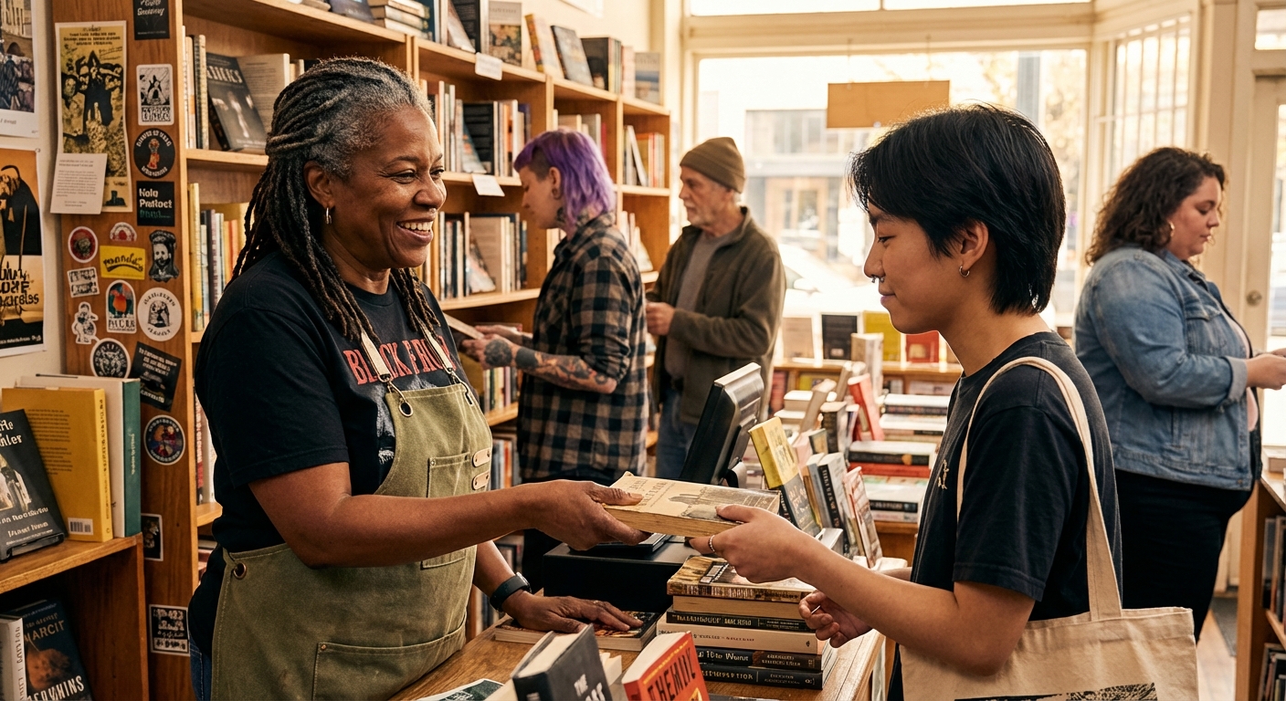 Cozy reading nook in bookstore